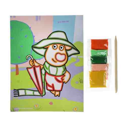 Набор для детского творчества аппликация из песка Оранжевая корова Мультиарт 17х23см 100шт арт. 1668748
