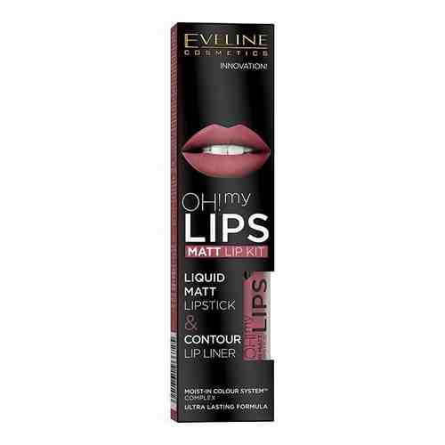 Набор EVELINE Эвелин помада мат.Oh my lips 4,5мл №6+Карандаш для губ 12-Pink Lips max intense colour арт. 1131309
