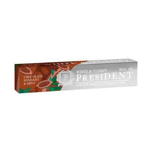 Паста зубная President/Президент white & yummy шоколадный фондан с мятой туба 75г арт. 1272043