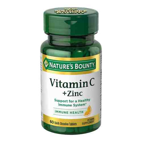 Витамин С+Цинк Nature's Bounty/Нэйчес баунти таблетки быстрорастворимые 750мг 60шт арт. 583857