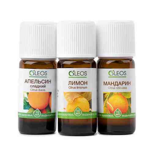 Набор масел эфирных Oleos/Олеос: Апельсин сладкий 10мл+Лимон 10мл+Мандарин 10мл арт. 2258758