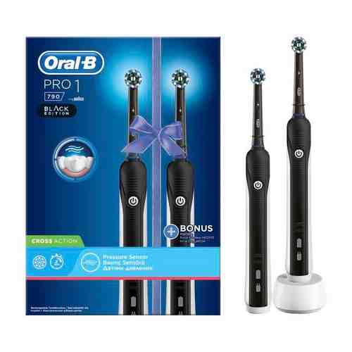 Oral-B/Орал-Би набор зубная щетка эл. PRO 790 Black Edition Cross Action 3710+заряд.устр.3757, 2 шт арт. 1288582