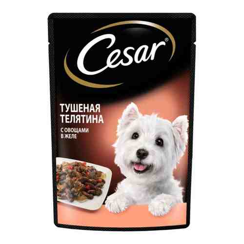 Корм влажный для взрослых собак с тушеной телятиной и овощами в желе Cesar 85г арт. 1606336