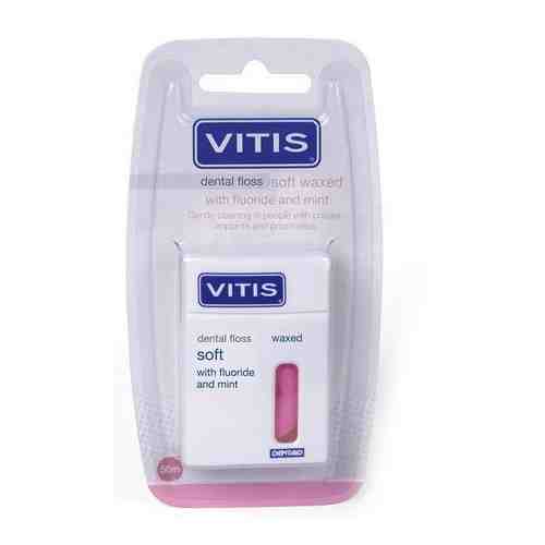 Нить межзубная розовая мятная Vitis Waxed Dental Floss FM 50м арт. 1428226
