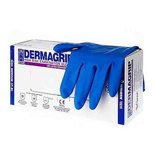 Перчатки DERMAGRIP (Дермагрип) High Risk смотровые нестерильные сверхпрочные р.L 50 шт. синий арт. 518910